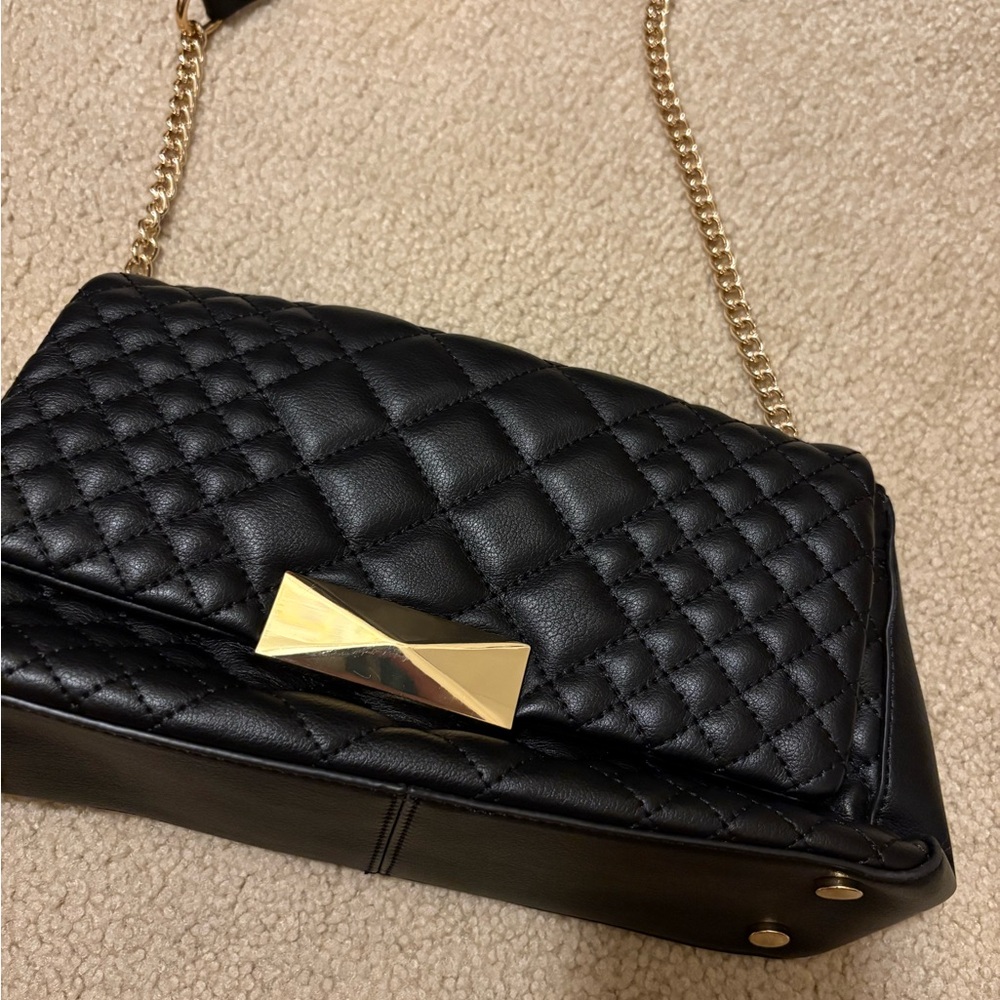 Michael Kors Black Quilted Shoulder Bag with Gold Chain